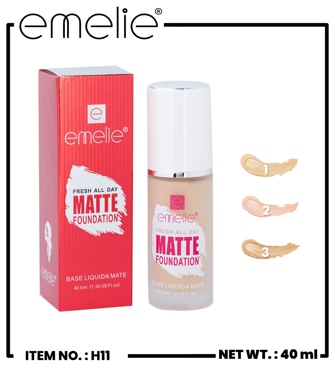 Emelie® Fresh All Day Matte Foundation SPF 25, 40ml – Emelie