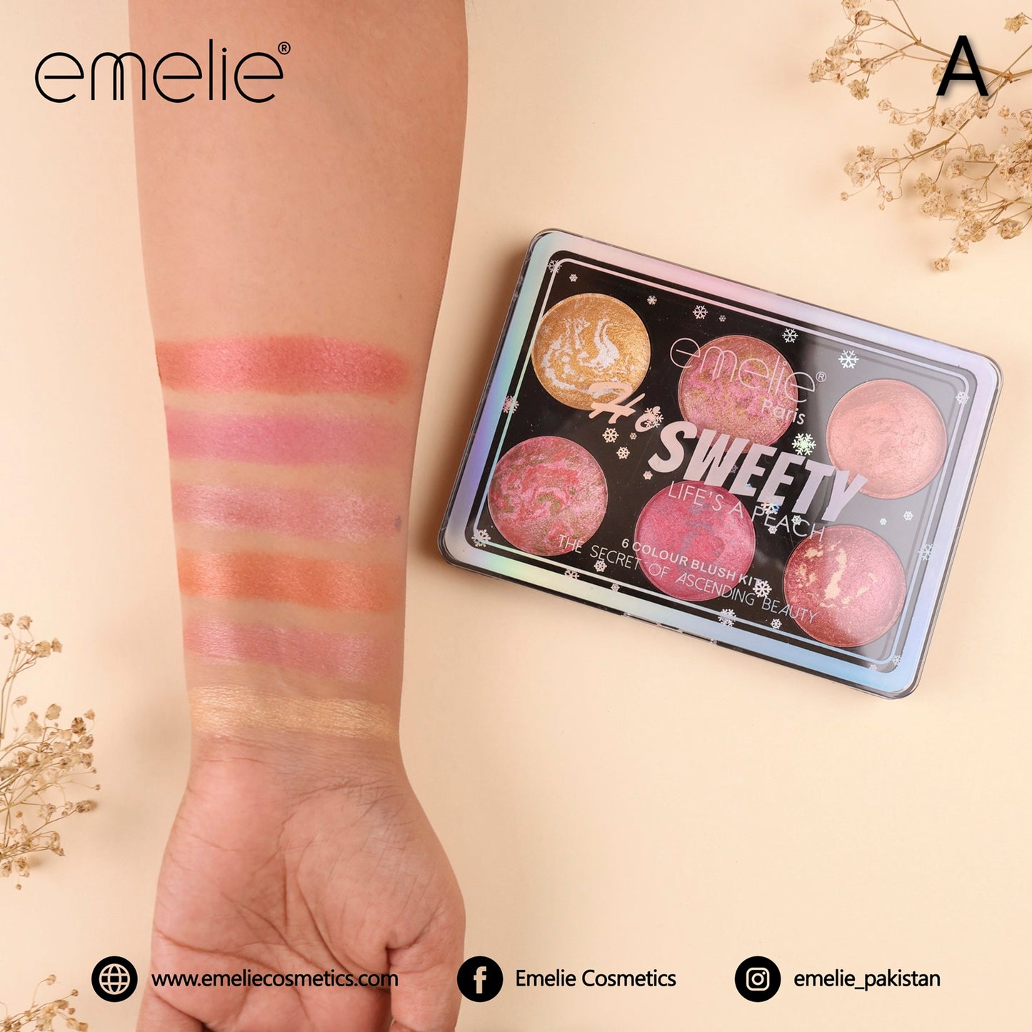 Hi SWEETY LIFE'S A PEACH – 6 Colour Baked Blush Kit