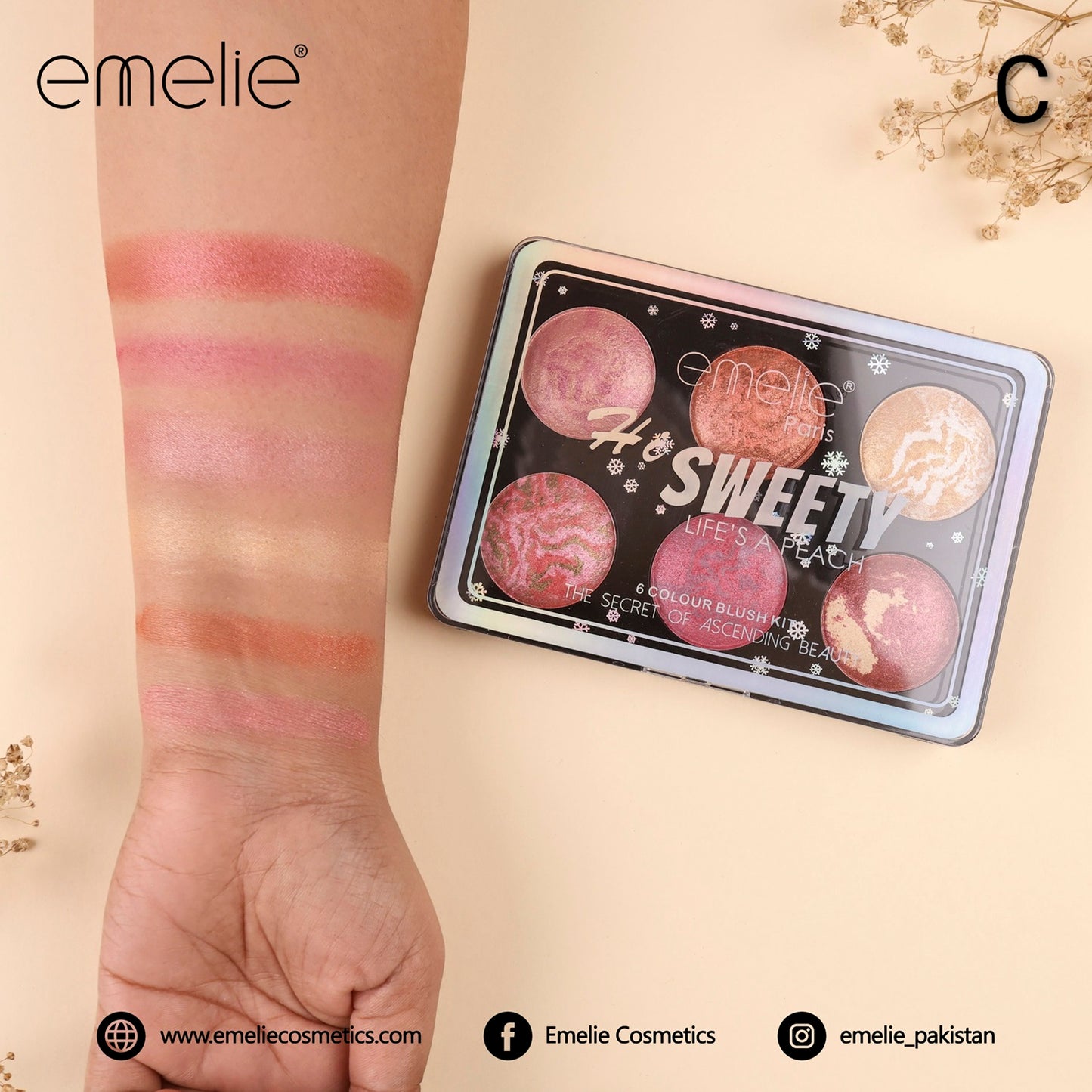 Hi SWEETY LIFE'S A PEACH – 6 Colour Baked Blush Kit