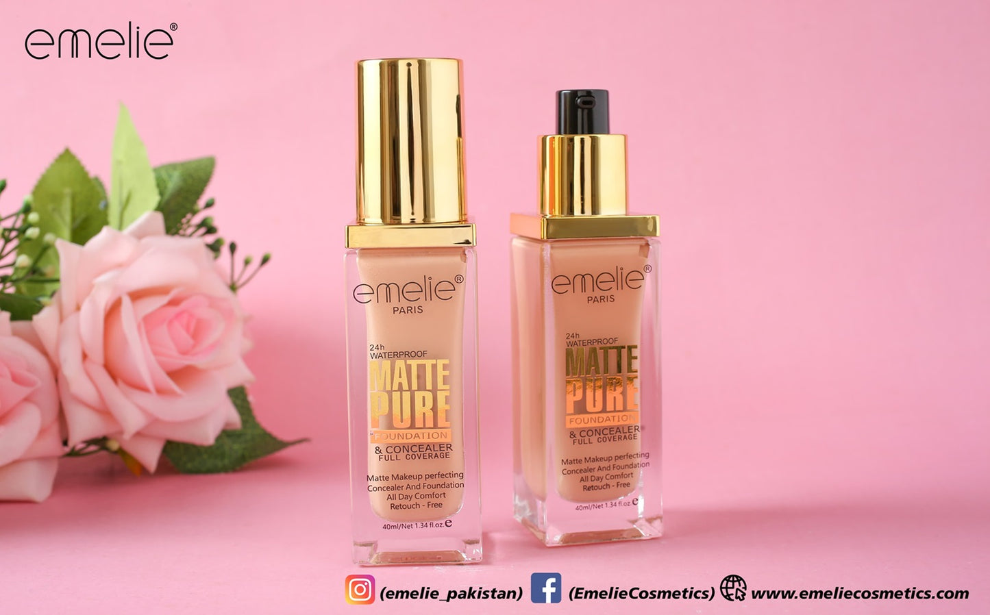 Full Coverage Matte Pure Foundation & Concealer - 40ml