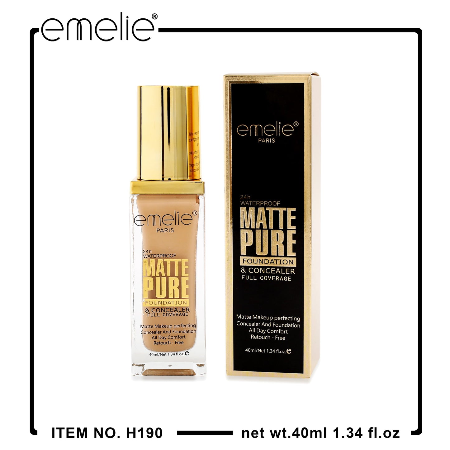 Full Coverage Matte Pure Foundation & Concealer - 40ml