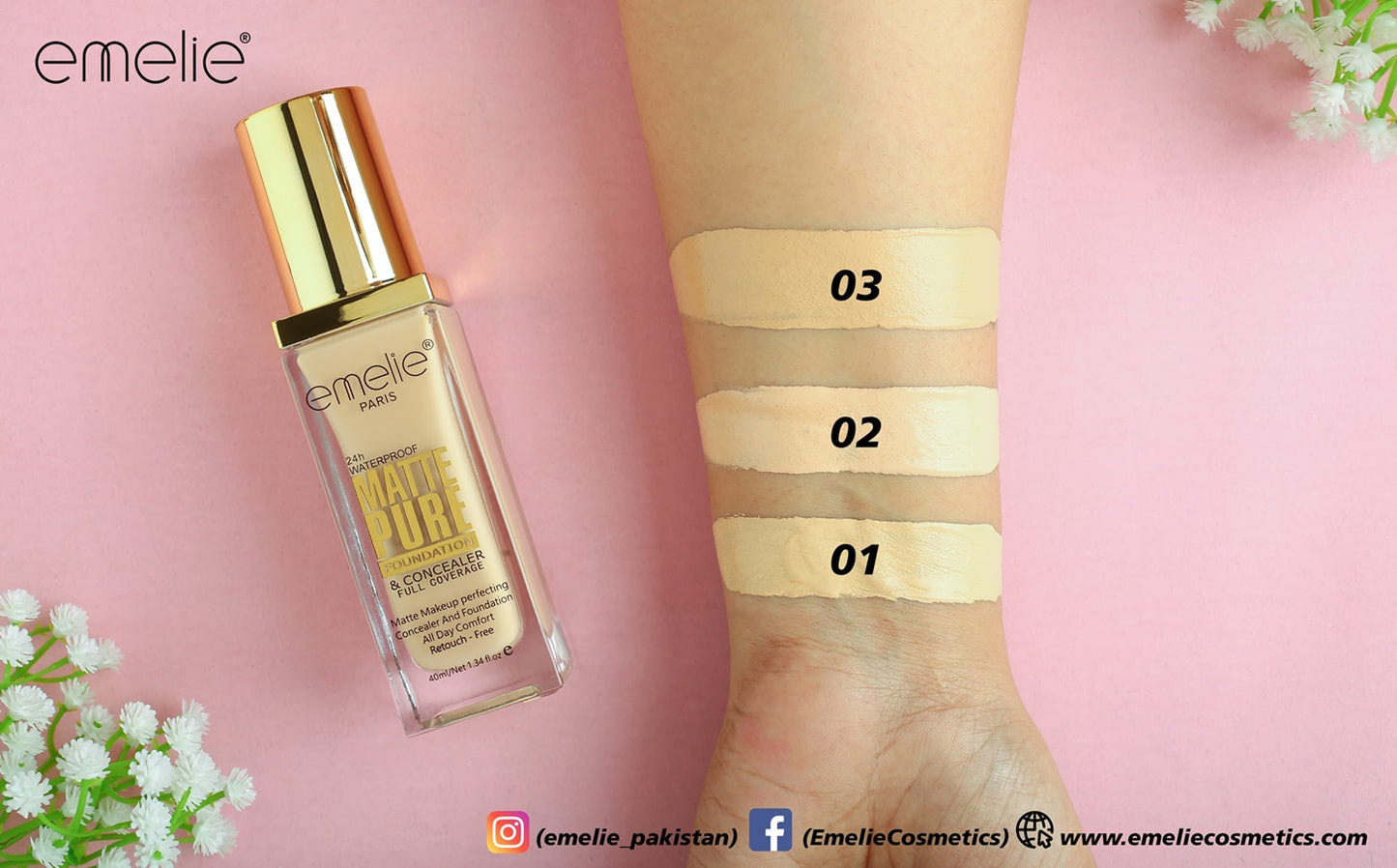 Full Coverage Matte Pure Foundation & Concealer - 40ml