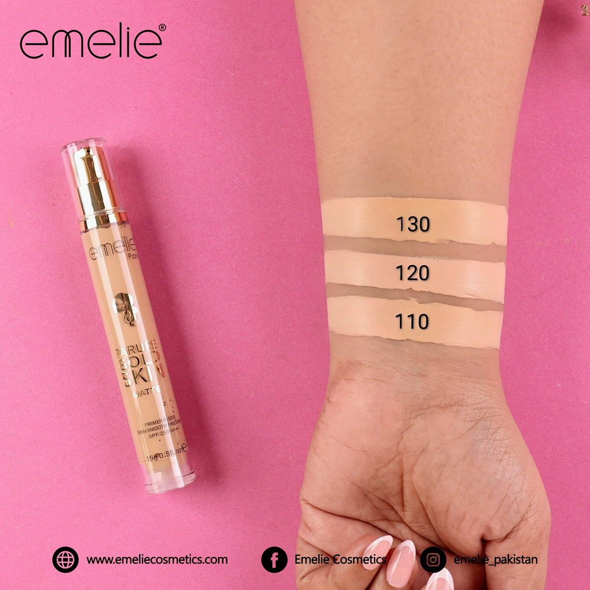 emelie® Paris Parure Gold Skin Matte Foundation – Net 15g