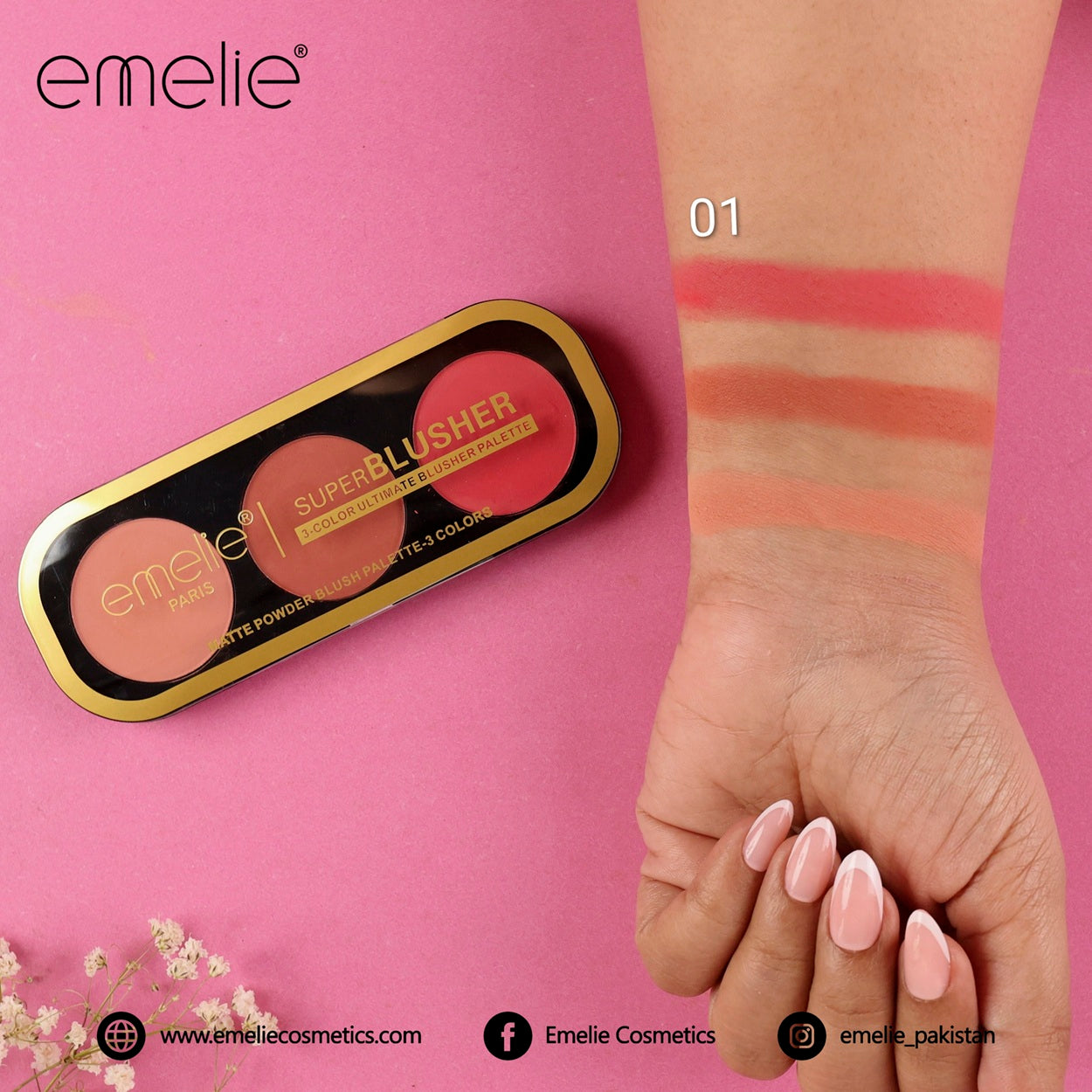 emelie® Paris Superblusher - 3 - Color Ultimate Blush Palette