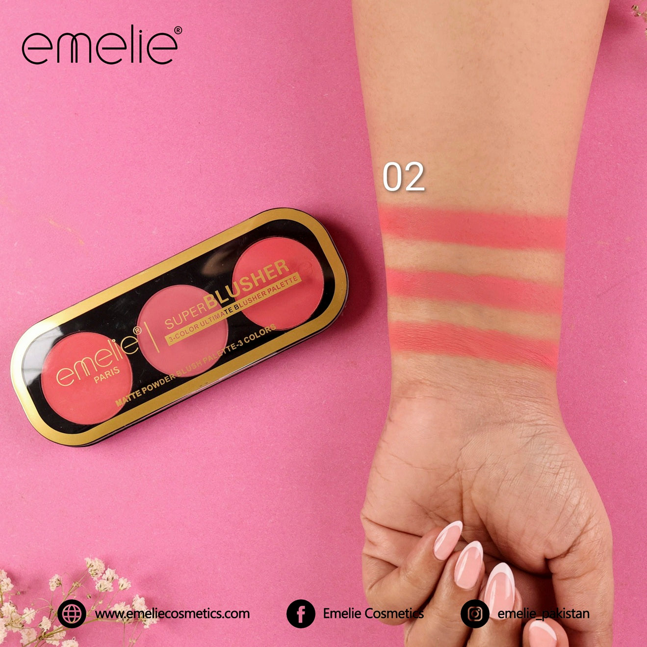 emelie® Paris Superblusher - 3 - Color Ultimate Blush Palette