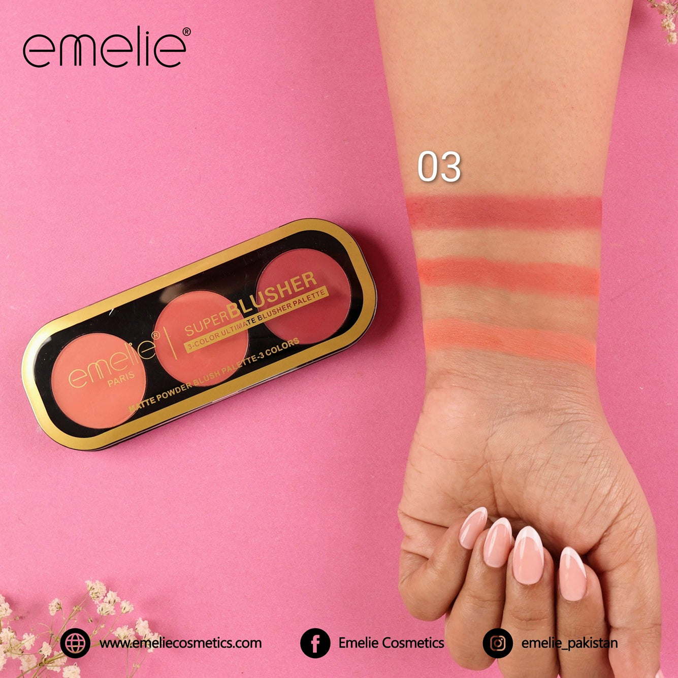 emelie® Paris Superblusher - 3 - Color Ultimate Blush Palette