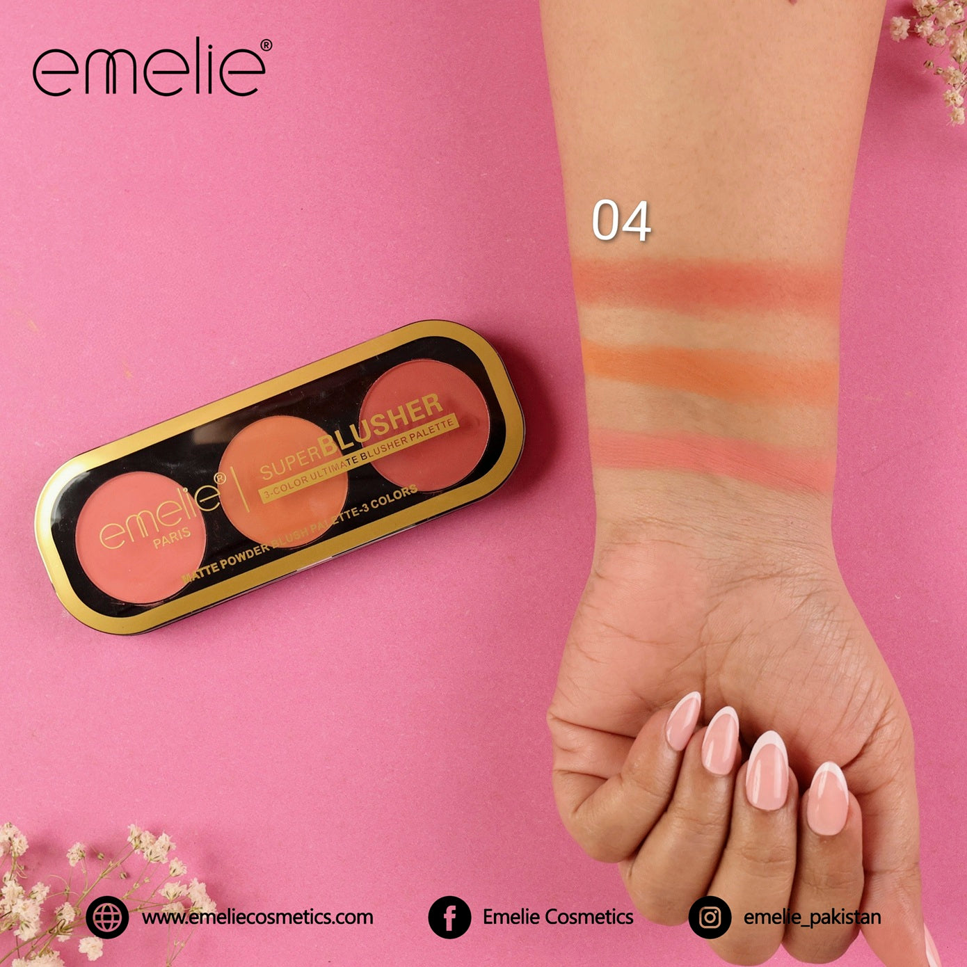 emelie® Paris Superblusher - 3 - Color Ultimate Blush Palette