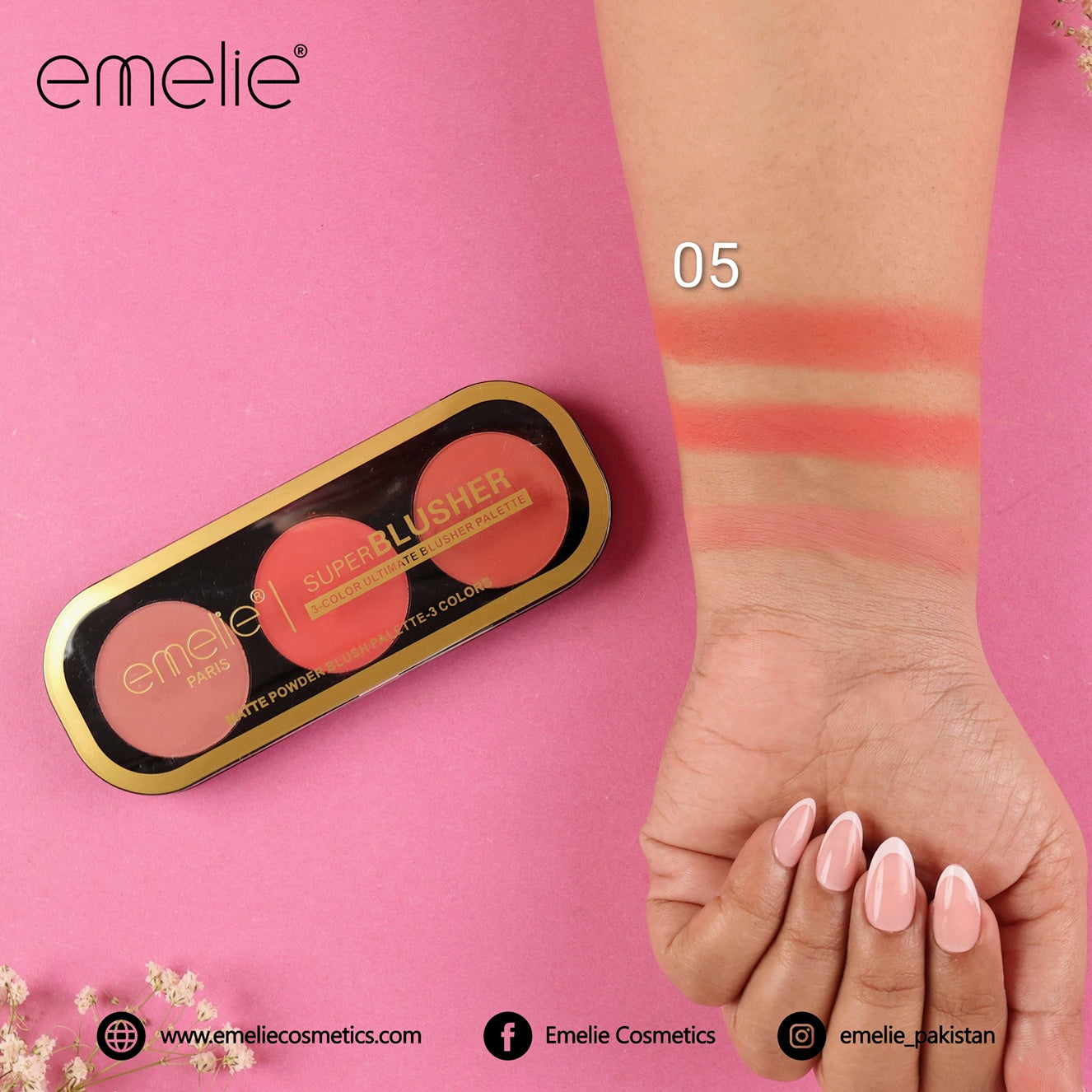 emelie® Paris Superblusher - 3 - Color Ultimate Blush Palette