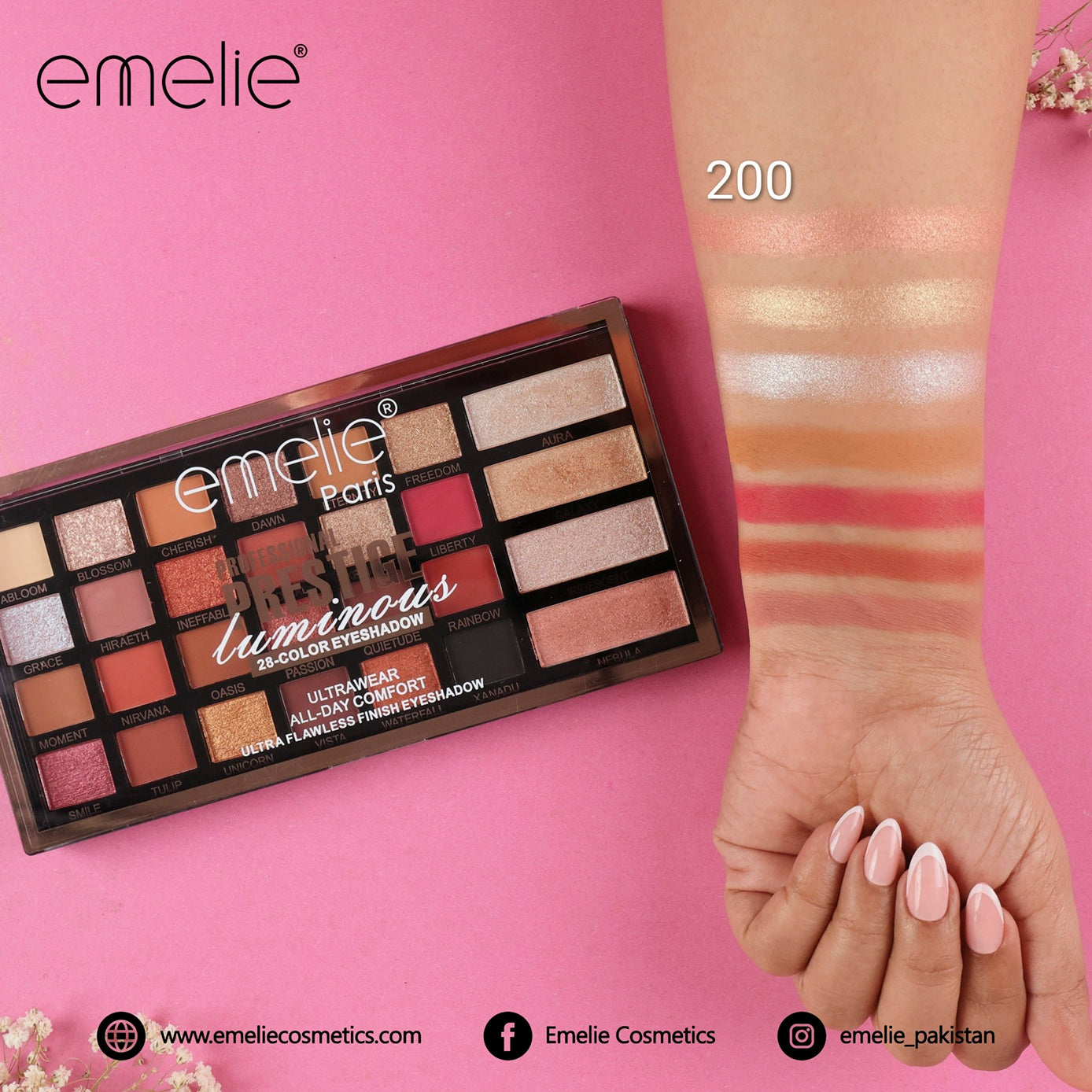 emelie® Paris Prestige Luminous 28-Color Eyeshadow Palette