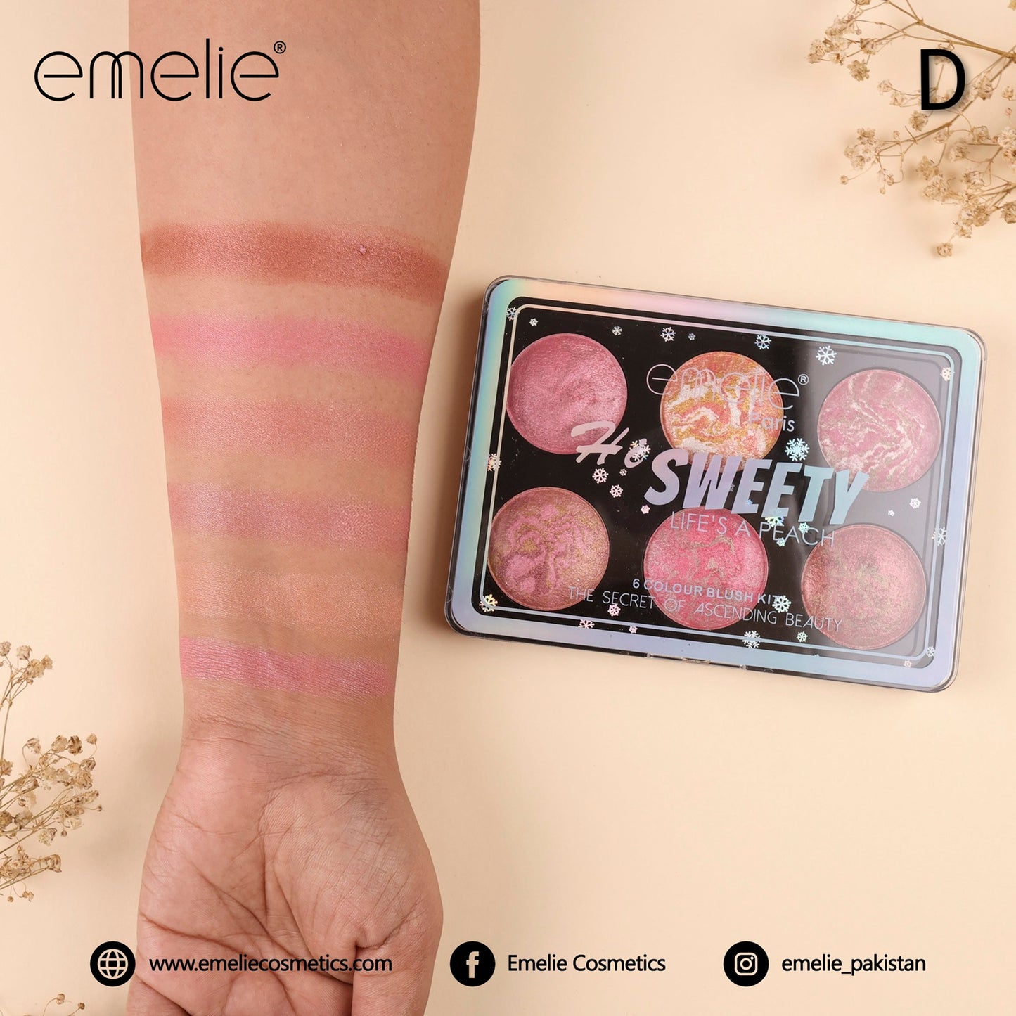 Hi SWEETY LIFE'S A PEACH – 6 Colour Baked Blush Kit