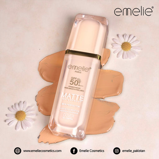 SPF 50+ Foundation with Primer - 2-in-1 Full Coverage, Matte, Waterproof, Long Wear