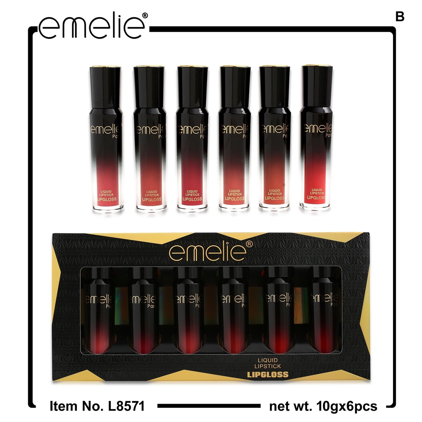 Emelie Liquid Lip Gloss - 6pc Set