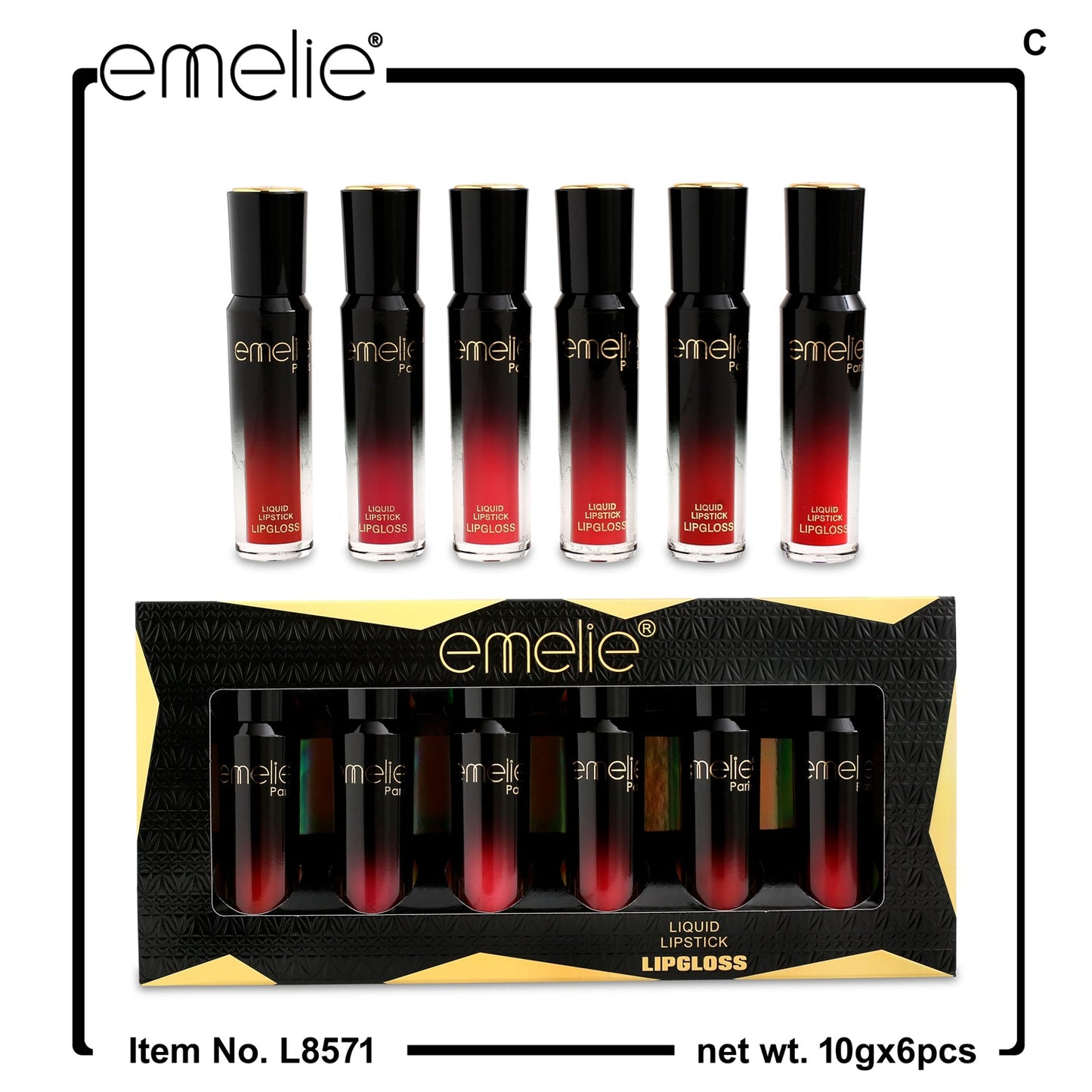 Emelie Liquid Lip Gloss - 6pc Set