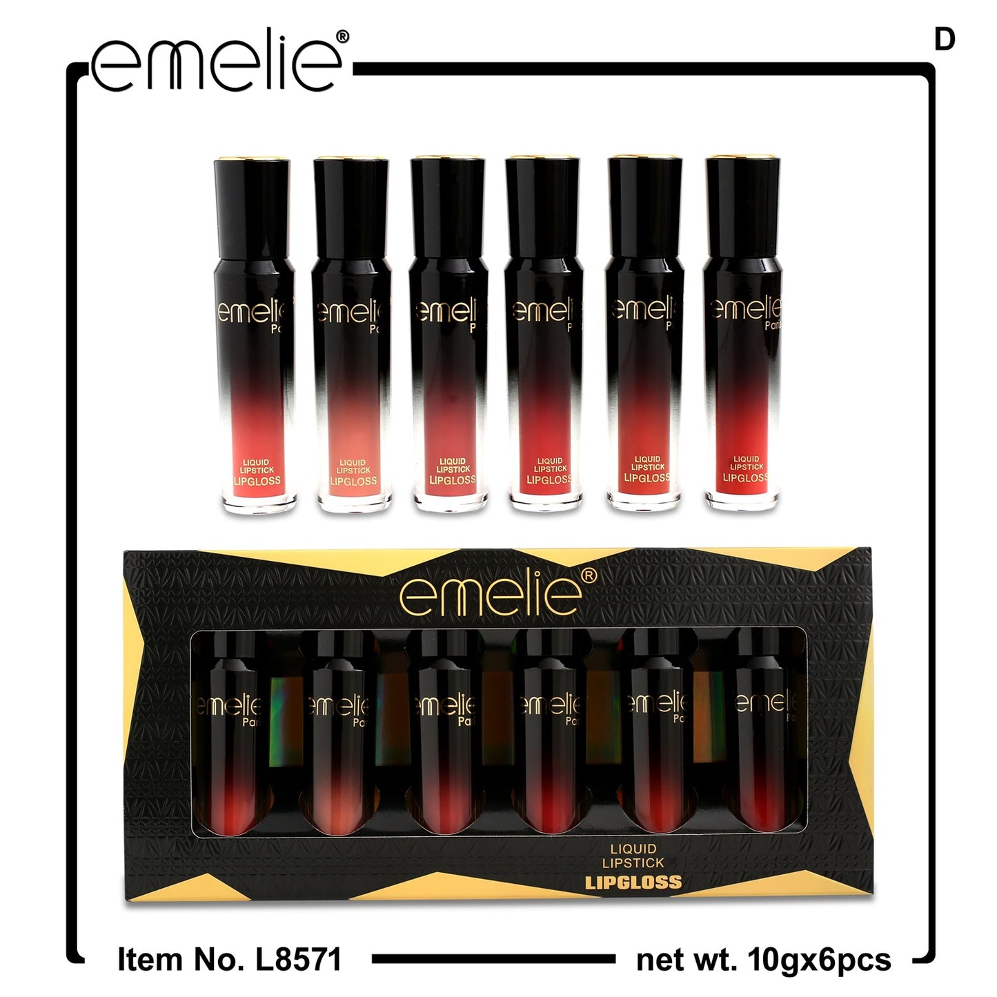 Emelie Liquid Lip Gloss - 6pc Set