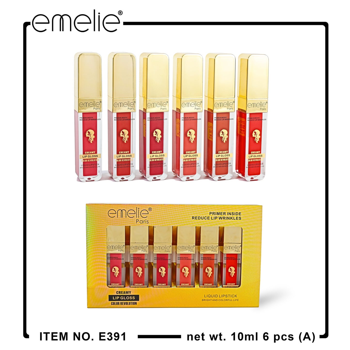 emelie® Paris Creamy Lip Gloss - Color Revolution Liquid Lipstick
