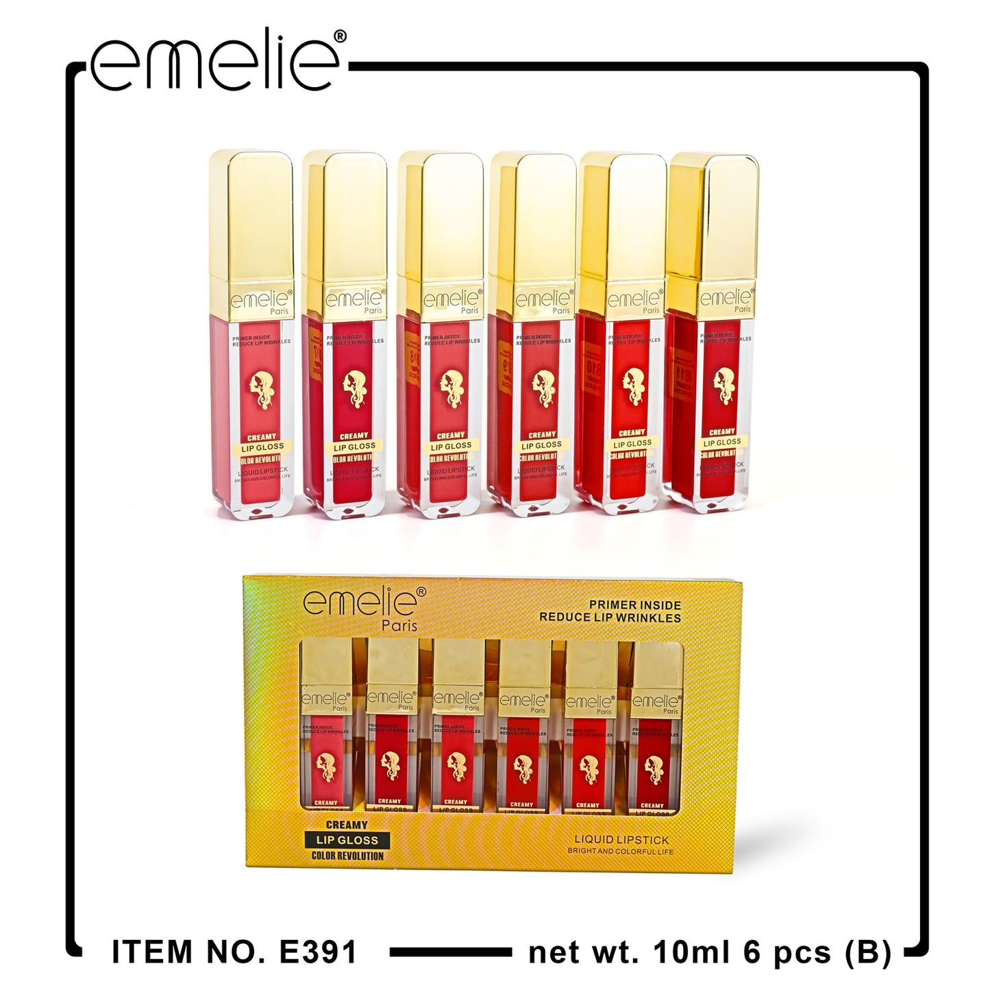 emelie® Paris Creamy Lip Gloss - Color Revolution Liquid Lipstick