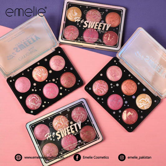 Hi SWEETY LIFE'S A PEACH – 6 Colour Baked Blush Kit