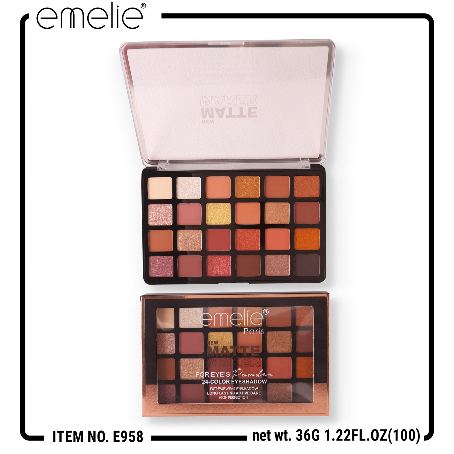 emelie® Matte Maker for Eye’s 24-Color Eyeshadow Palette