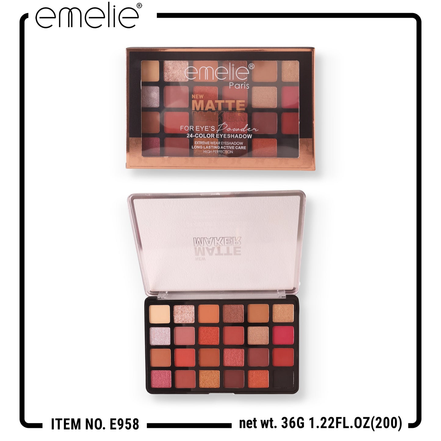 emelie® Matte Maker for Eye’s 24-Color Eyeshadow Palette