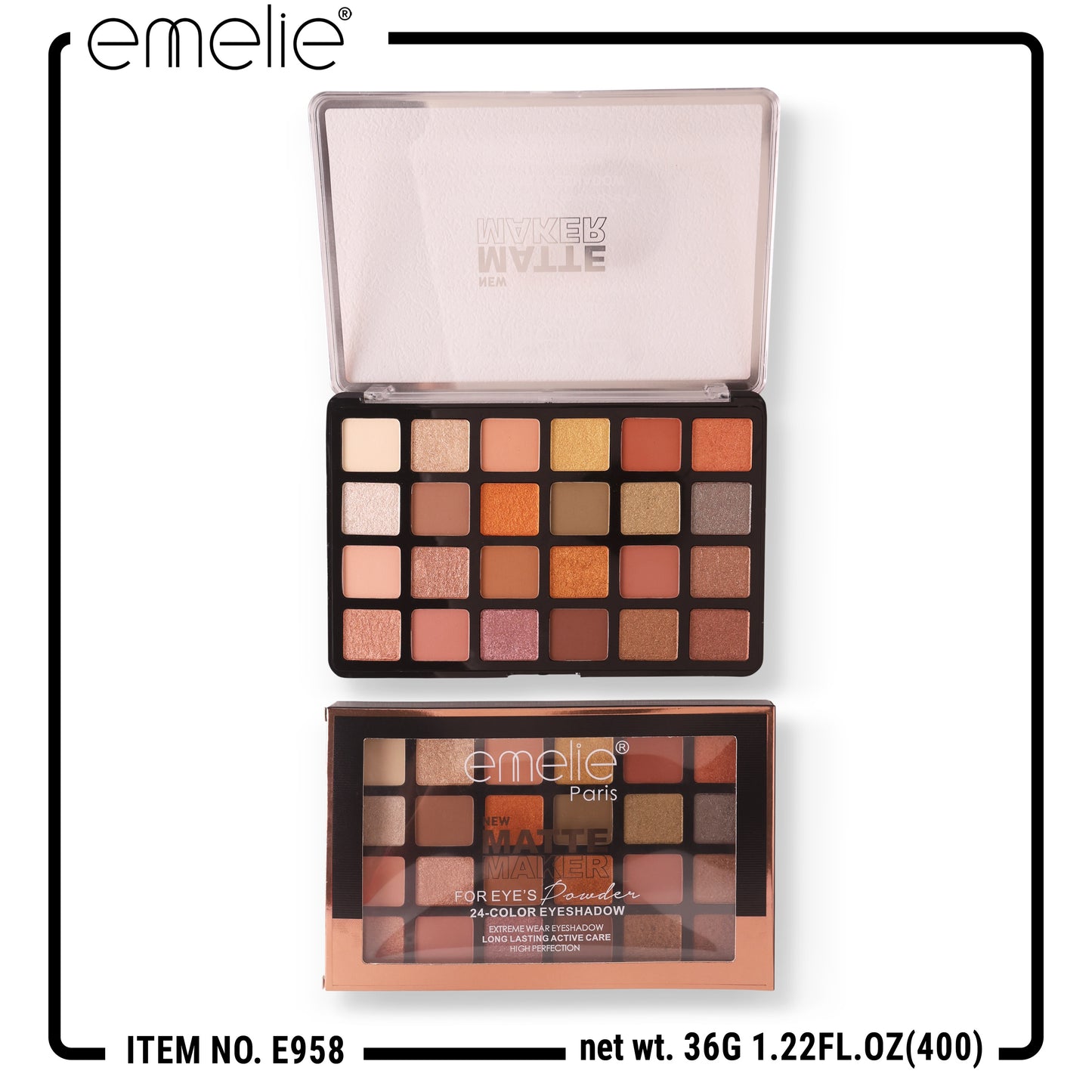 emelie® Matte Maker for Eye’s 24-Color Eyeshadow Palette